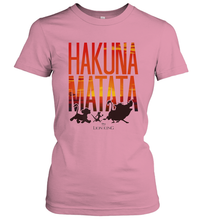 Load image into Gallery viewer, Disney Lion King Hakuna Matata Sunset Fill Trio Logo Women's T-Shirt
