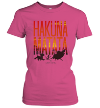 Load image into Gallery viewer, Disney Lion King Hakuna Matata Sunset Fill Trio Logo Women's T-Shirt
