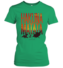 Load image into Gallery viewer, Disney Lion King Hakuna Matata Sunset Fill Trio Logo Women's T-Shirt
