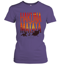 Load image into Gallery viewer, Disney Lion King Hakuna Matata Sunset Fill Trio Logo Women's T-Shirt
