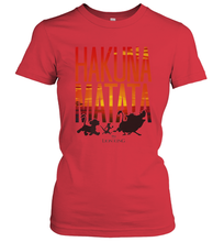 Load image into Gallery viewer, Disney Lion King Hakuna Matata Sunset Fill Trio Logo Women's T-Shirt
