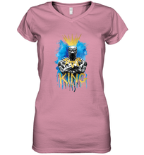 Load image into Gallery viewer, Marvel Black Panther King T�Challa Blue and Gold Women's V-Neck T-Shirt
