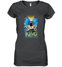Load image into Gallery viewer, Marvel Black Panther King T�Challa Blue and Gold Women's V-Neck T-Shirt
