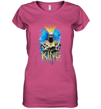 Load image into Gallery viewer, Marvel Black Panther King T�Challa Blue and Gold Women's V-Neck T-Shirt

