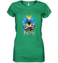 Load image into Gallery viewer, Marvel Black Panther King T�Challa Blue and Gold Women's V-Neck T-Shirt
