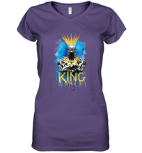 Load image into Gallery viewer, Marvel Black Panther King T�Challa Blue and Gold Women's V-Neck T-Shirt
