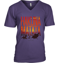 Load image into Gallery viewer, Disney Lion King Hakuna Matata Sunset Fill Trio Logo Men's V-Neck
