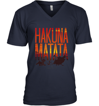 Load image into Gallery viewer, Disney Lion King Hakuna Matata Sunset Fill Trio Logo Men's V-Neck
