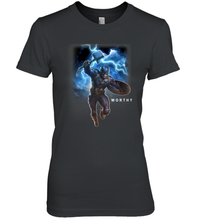 Load image into Gallery viewer, Marvel Avengers Endgame Captain America Worthy Action Pose Women's Premium T-Shirt
