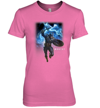 Load image into Gallery viewer, Marvel Avengers Endgame Captain America Worthy Action Pose Women's Premium T-Shirt
