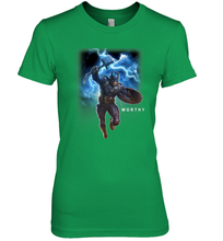 Load image into Gallery viewer, Marvel Avengers Endgame Captain America Worthy Action Pose Women's Premium T-Shirt
