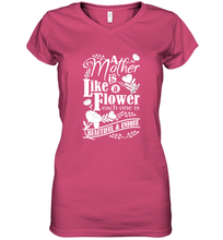 Load image into Gallery viewer, A mother is like a flower each one is beautiful and unique Women's V-Neck T-Shirt
