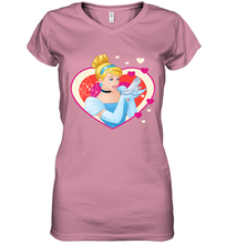 Load image into Gallery viewer, Disney Cinderella Valentine's Sparkle Hearts Women's V-Neck T-Shirt
