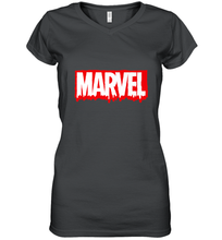 Load image into Gallery viewer, Marvel Logo Melting Letters Halloween Women's V-Neck T-Shirt
