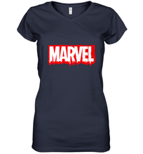 Load image into Gallery viewer, Marvel Logo Melting Letters Halloween Women's V-Neck T-Shirt
