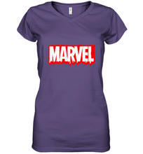 Load image into Gallery viewer, Marvel Logo Melting Letters Halloween Women's V-Neck T-Shirt
