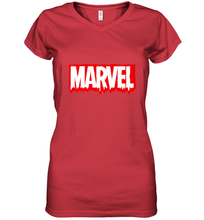 Load image into Gallery viewer, Marvel Logo Melting Letters Halloween Women's V-Neck T-Shirt
