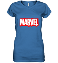 Load image into Gallery viewer, Marvel Logo Melting Letters Halloween Women's V-Neck T-Shirt
