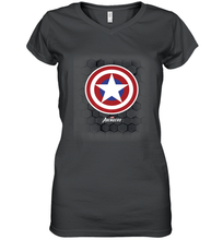 Load image into Gallery viewer, Marvel Gamerverse Captain America Symbol Hexagon Background Women's V-Neck T-Shirt
