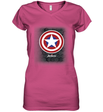 Load image into Gallery viewer, Marvel Gamerverse Captain America Symbol Hexagon Background Women's V-Neck T-Shirt
