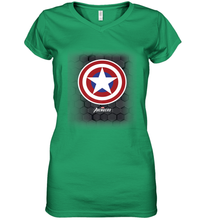 Load image into Gallery viewer, Marvel Gamerverse Captain America Symbol Hexagon Background Women's V-Neck T-Shirt
