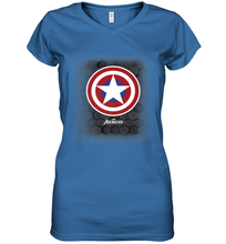 Load image into Gallery viewer, Marvel Gamerverse Captain America Symbol Hexagon Background Women's V-Neck T-Shirt
