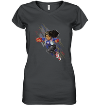 Load image into Gallery viewer, Marvel Rising Secret Warriors Miss America Action Pose Women's V-Neck T-Shirt
