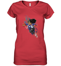 Load image into Gallery viewer, Marvel Rising Secret Warriors Miss America Action Pose Women's V-Neck T-Shirt
