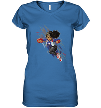 Load image into Gallery viewer, Marvel Rising Secret Warriors Miss America Action Pose Women's V-Neck T-Shirt
