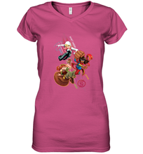 Load image into Gallery viewer, Marvel Rising Secret Warriors Group Shot Action Pose Women's V-Neck T-Shirt
