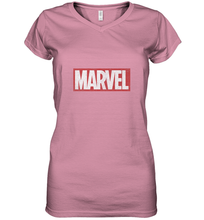Load image into Gallery viewer, Marvel Classic Distressed Logo Women's V-Neck T-Shirt
