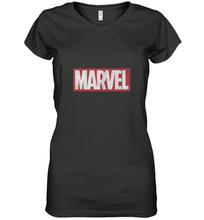 Load image into Gallery viewer, Marvel Classic Distressed Logo Women's V-Neck T-Shirt

