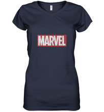 Load image into Gallery viewer, Marvel Classic Distressed Logo Women's V-Neck T-Shirt
