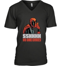 Load image into Gallery viewer, Marvel Deadpool SHHH No One Cares Whisper Men's V-Neck
