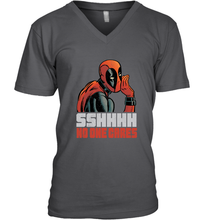 Load image into Gallery viewer, Marvel Deadpool SHHH No One Cares Whisper Men's V-Neck
