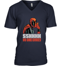 Load image into Gallery viewer, Marvel Deadpool SHHH No One Cares Whisper Men's V-Neck
