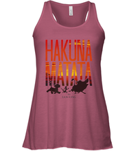 Load image into Gallery viewer, Disney Lion King Hakuna Matata Sunset Fill Trio Logo Women's Racerback Tank
