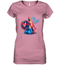 Load image into Gallery viewer, Marvel Captain Marvel Fly High Goose Cat Women's V-Neck T-Shirt
