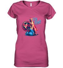 Load image into Gallery viewer, Marvel Captain Marvel Fly High Goose Cat Women's V-Neck T-Shirt
