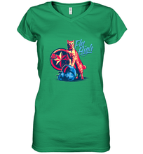 Load image into Gallery viewer, Marvel Captain Marvel Fly High Goose Cat Women's V-Neck T-Shirt
