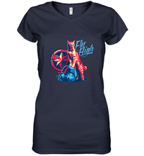 Load image into Gallery viewer, Marvel Captain Marvel Fly High Goose Cat Women's V-Neck T-Shirt
