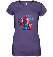 Load image into Gallery viewer, Marvel Captain Marvel Fly High Goose Cat Women's V-Neck T-Shirt
