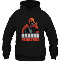 Load image into Gallery viewer, Marvel Deadpool SHHH No One Cares Whisper Hooded Sweatshirt
