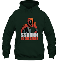 Load image into Gallery viewer, Marvel Deadpool SHHH No One Cares Whisper Hooded Sweatshirt
