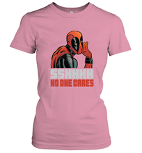 Load image into Gallery viewer, Marvel Deadpool SHHH No One Cares Whisper Women's T-Shirt
