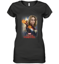 Load image into Gallery viewer, Marvel Captain Marvel Powers Portrait Women's V-Neck T-Shirt

