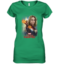 Load image into Gallery viewer, Marvel Captain Marvel Powers Portrait Women's V-Neck T-Shirt
