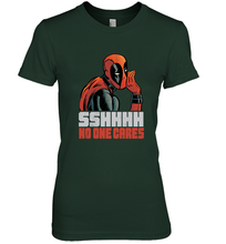 Load image into Gallery viewer, Marvel Deadpool SHHH No One Cares Whisper Women's Premium T-Shirt
