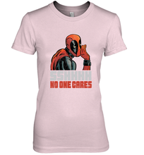 Load image into Gallery viewer, Marvel Deadpool SHHH No One Cares Whisper Women's Premium T-Shirt
