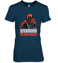Load image into Gallery viewer, Marvel Deadpool SHHH No One Cares Whisper Women's Premium T-Shirt
